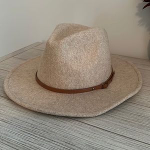 Tan Felt Wide Brim Hat